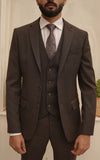 Men Slim Fit Three Piece Suit in Rich Coffee Brown