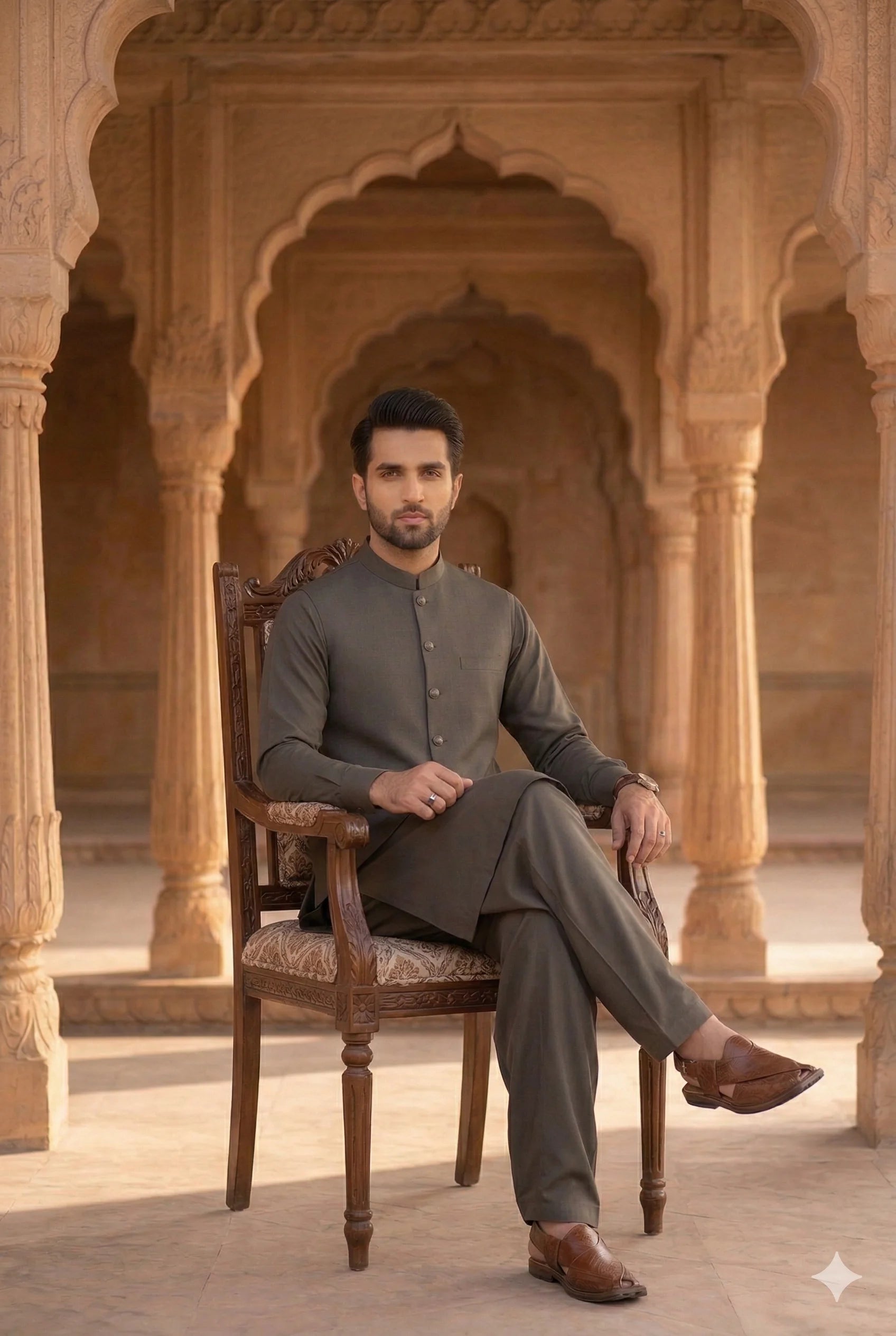 Blush Grey Shalwar Kameez with Waistcoat