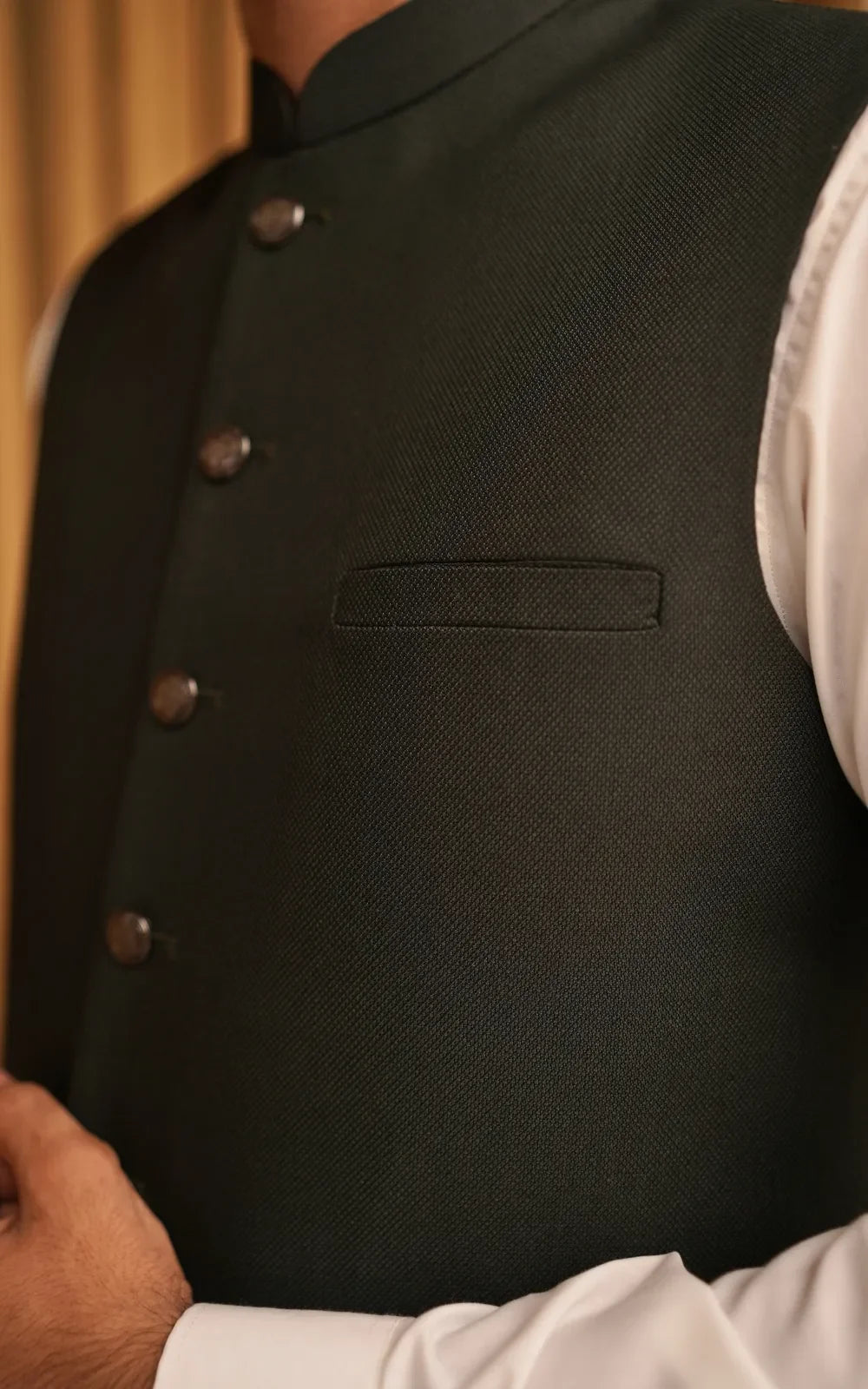 Black Textured Waistcoat