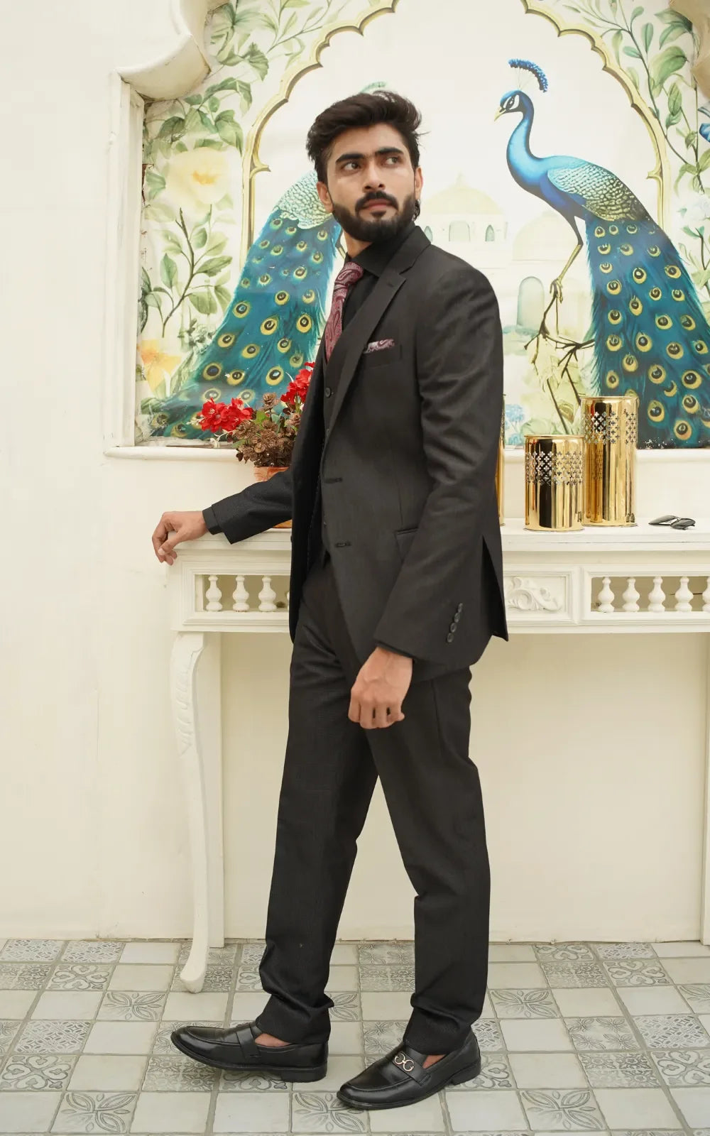 Jet Black Three Piece Suit