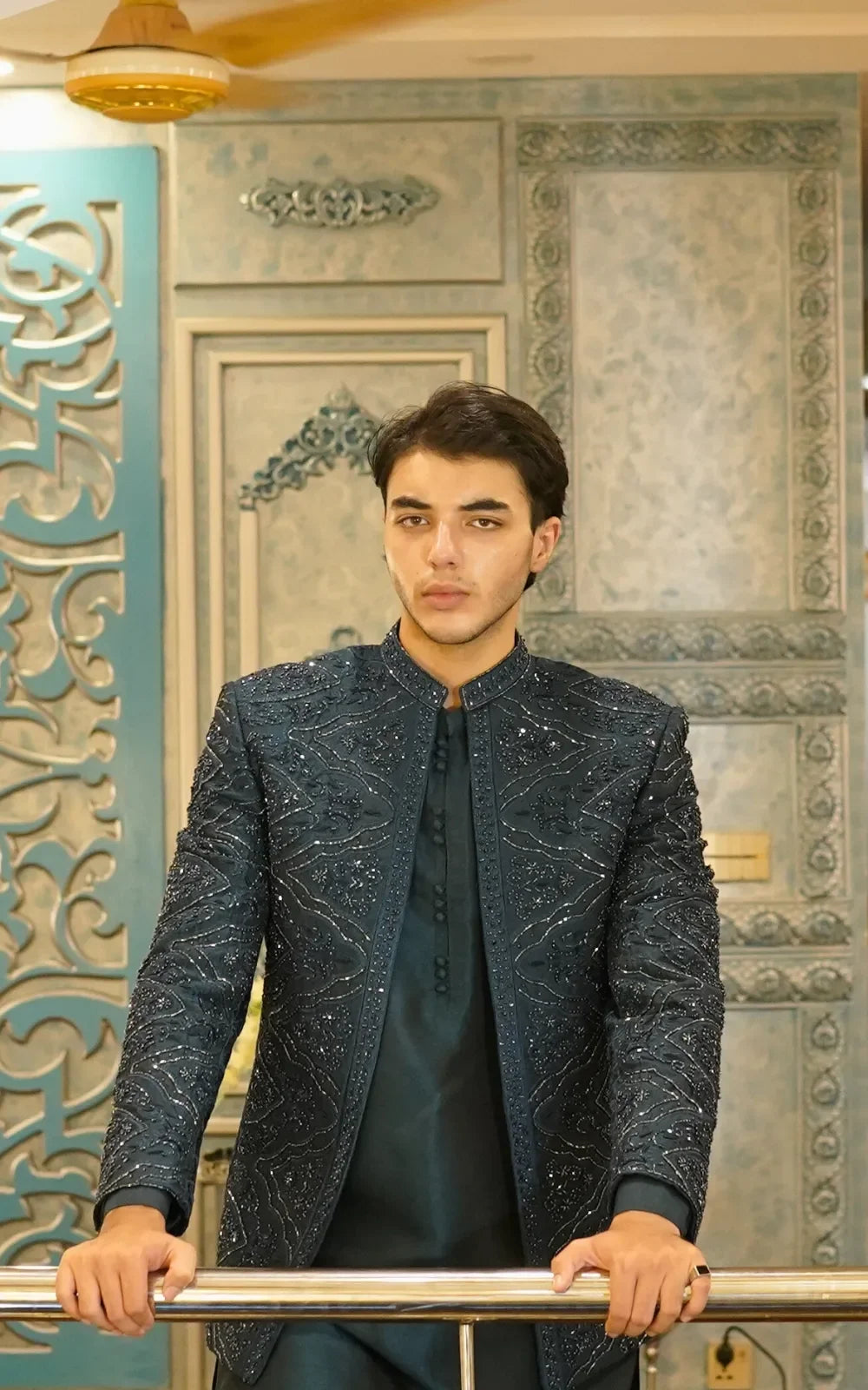 Luxury Handcrafted Embroidered Prince Coat with Kurta Shalwar