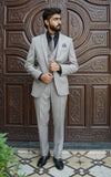Men Slim Fit Three Piece Suit in Smoke Grey