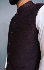 Dark Maroon Patterned Waistcoat