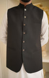 Plain Black Tropical Suiting Waistcoat