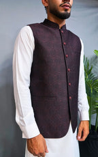 Dark Maroon Patterned Waistcoat