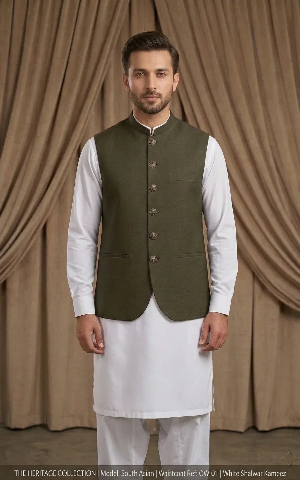 Dark Olive Brown Waistcoat