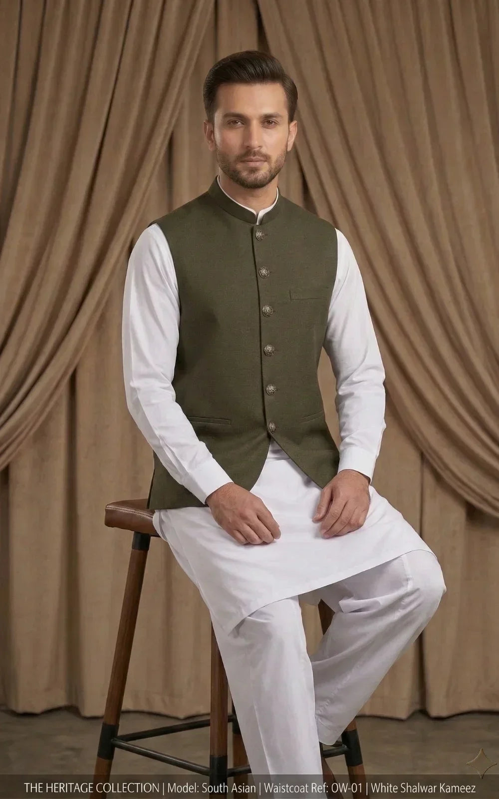 Dark Olive Brown Waistcoat