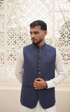 Blue Tropical Suiting Waistcoat for Men