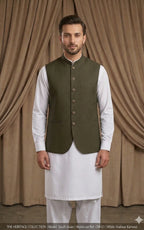 Dark Olive Brown Waistcoat
