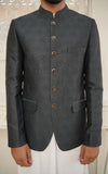 Black Self Embossed Jamawar Prince Coat