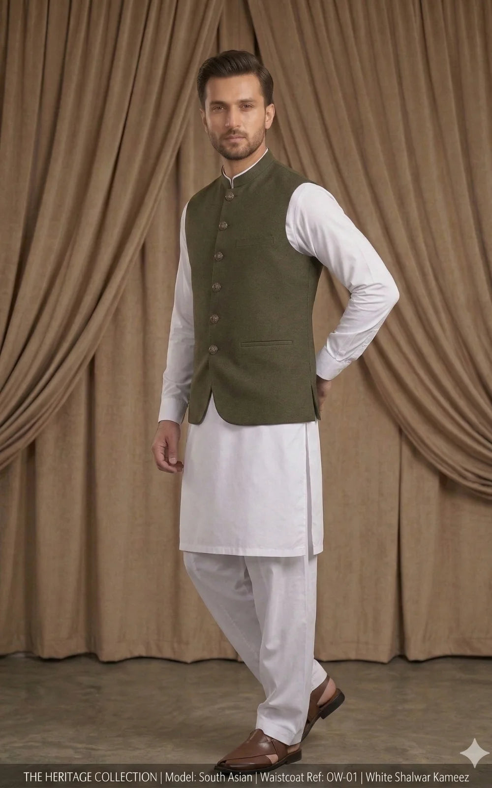 Dark Olive Brown Waistcoat