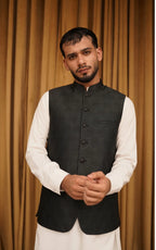 Charcoal Grey Patterned Waistcoat