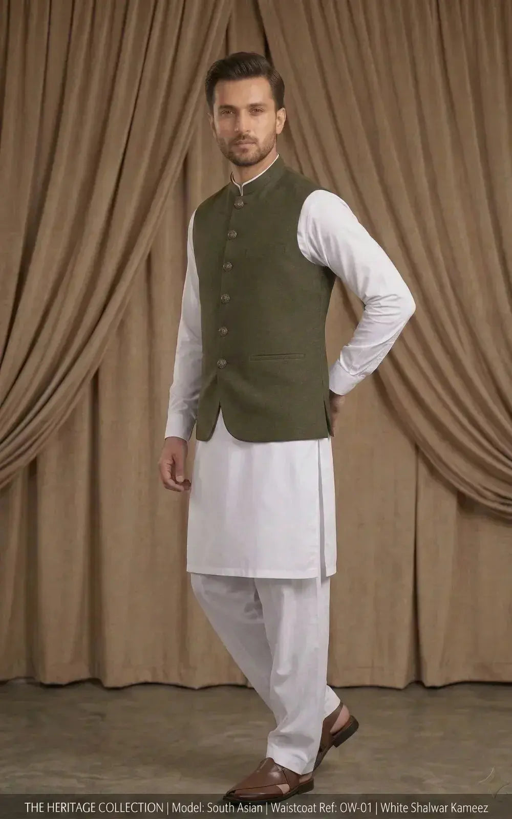 Dark Olive Brown Waistcoat Last Option