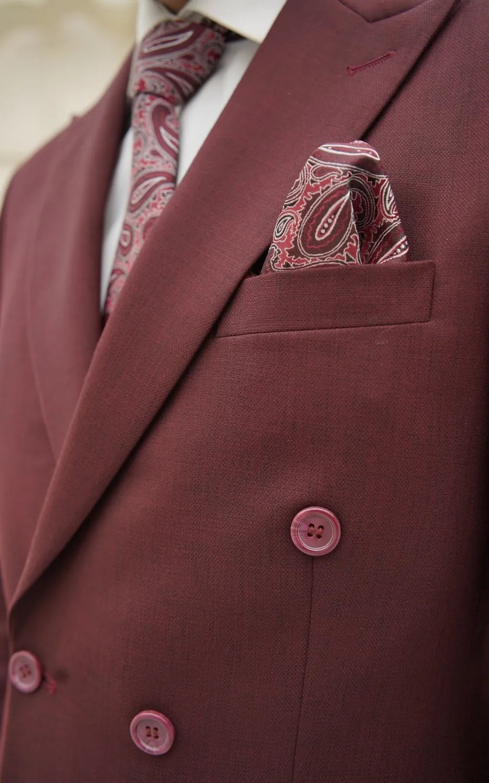 Royal Merlot Double-Breasted Suit