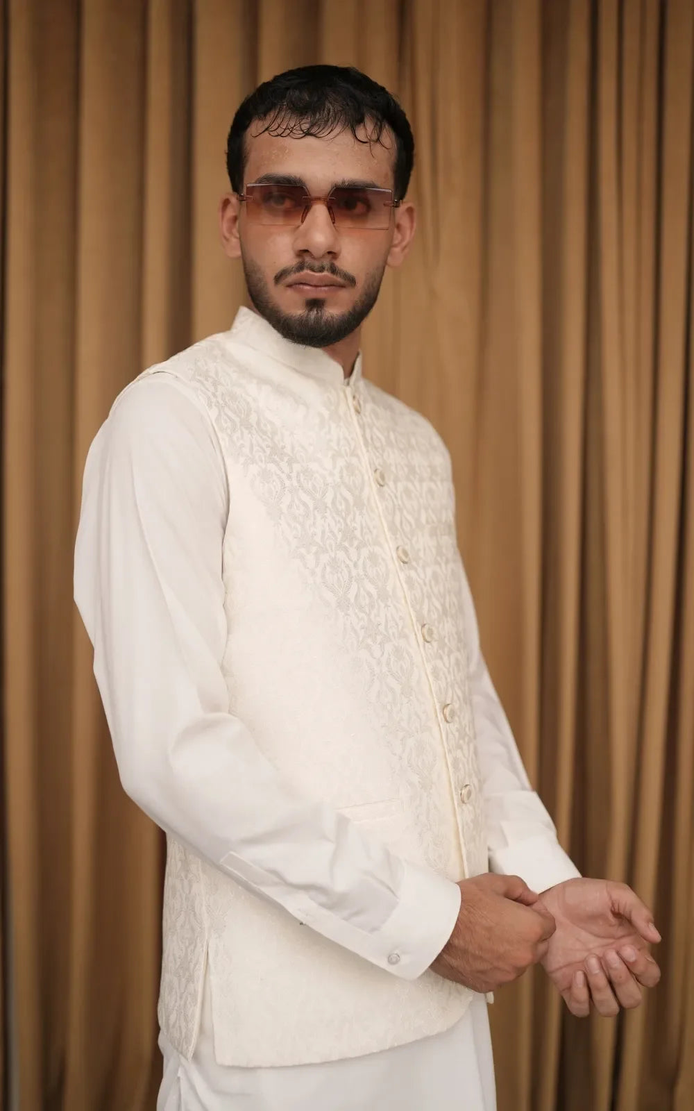 Cream Patterned Waistcoat