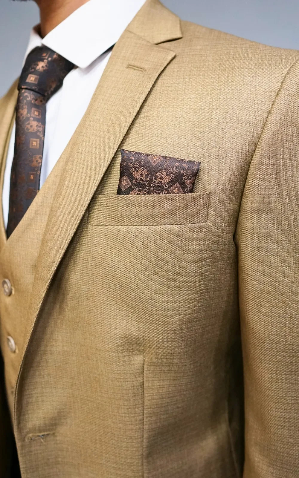 Warm Gold Three Piece Suit