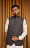 Sea Green Textured Tropical Suiting Waistcoat