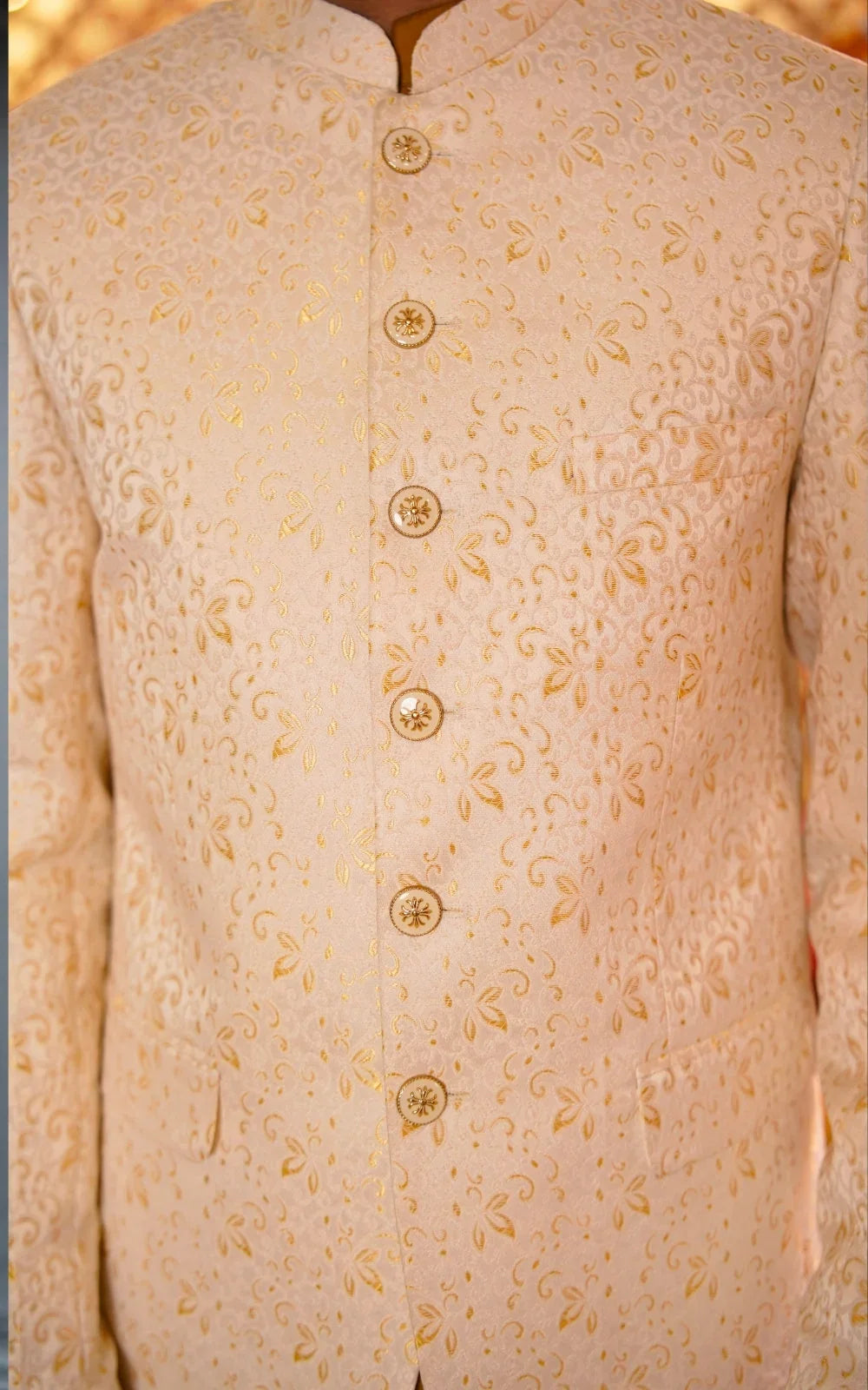 Cream & Gold Motif Prince Coat