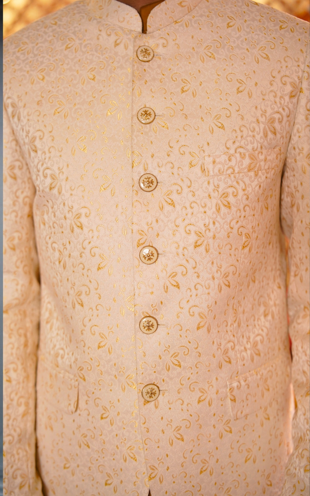 Cream & Gold Motif Prince Coat