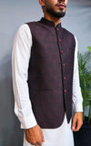 Deep Ruby Self Embossed Jamawar Waistcoat