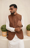 Rust Brown Tropical Suiting Waistcoat for Men