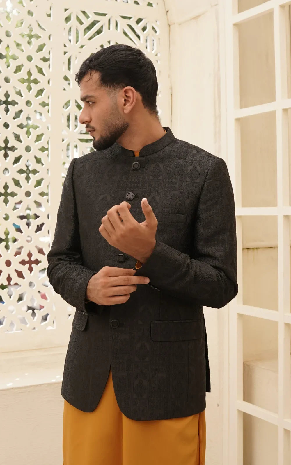 Black Jacquard Prince Coat