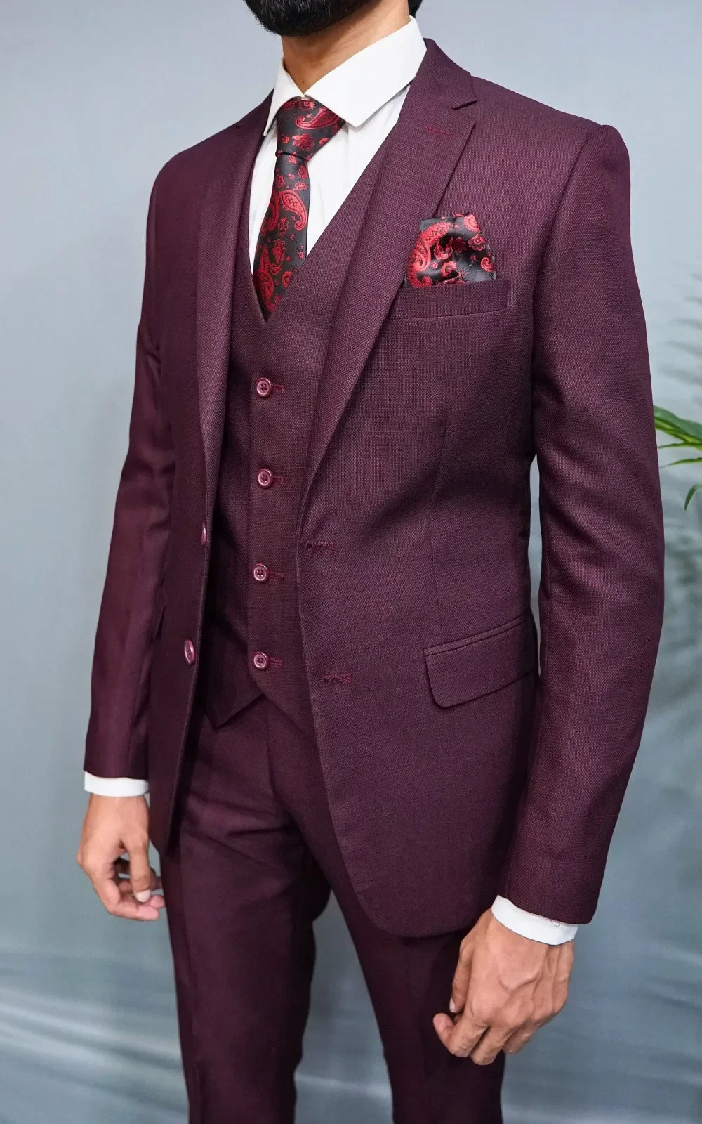 Maroon Three Piece Suit