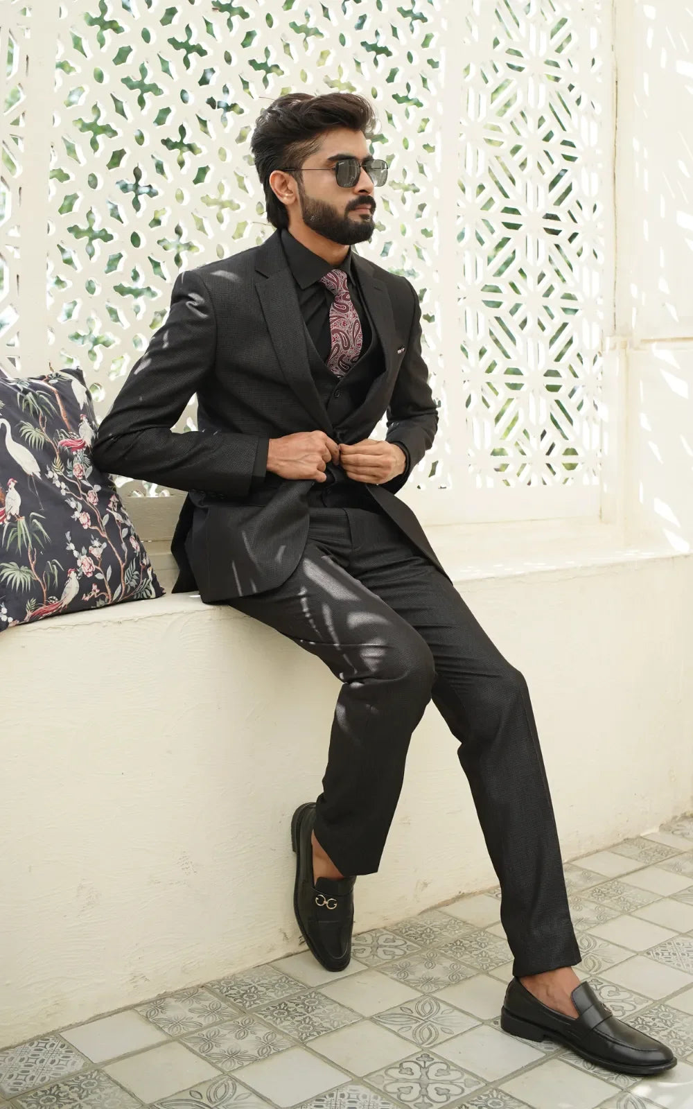 Jet Black Three Piece Suit