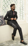 Men Slim Fit Three Piece Suit in Deep Black