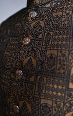 Black & Gold Patterned Prince Coat