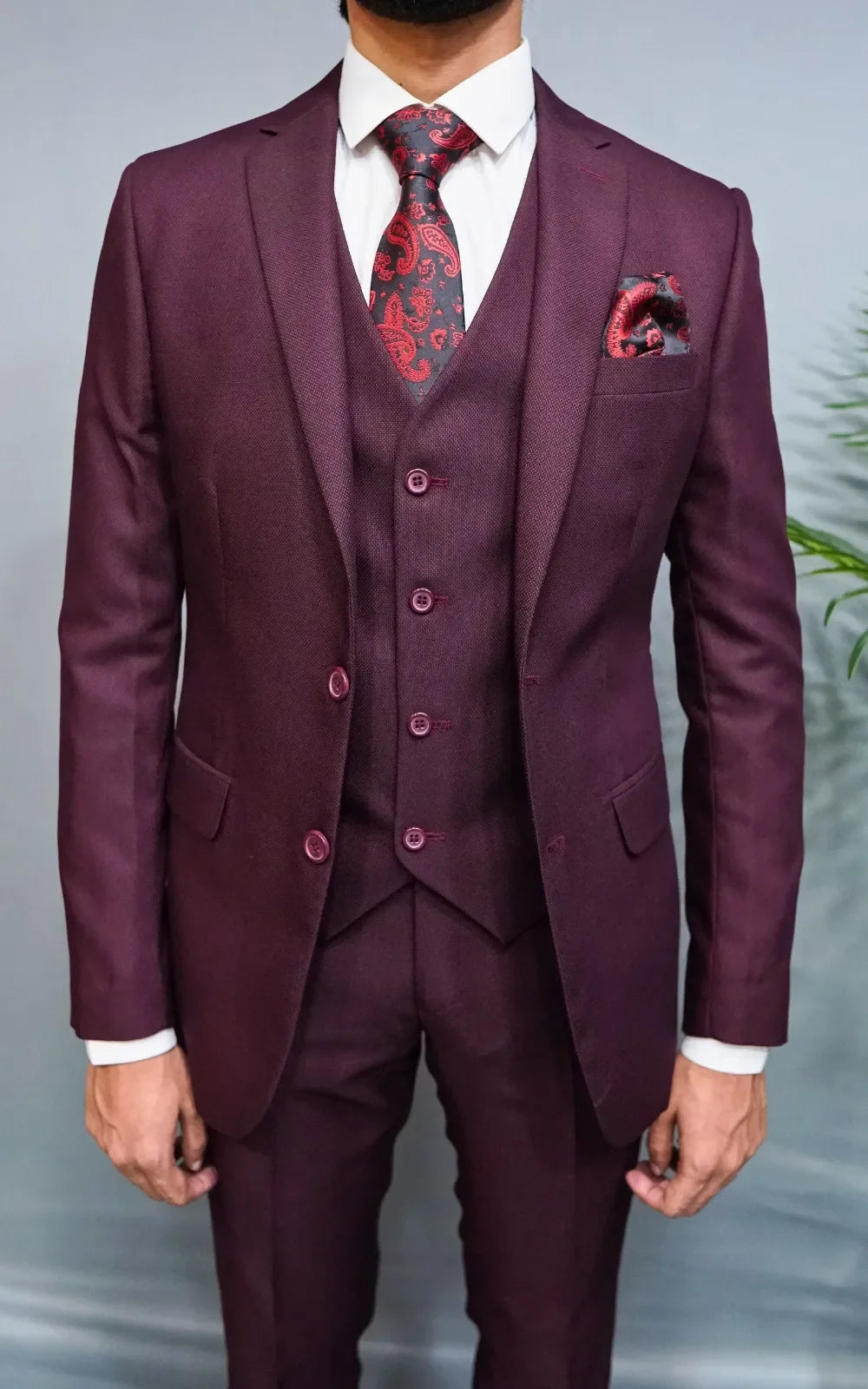 Maroon Three Piece Suit