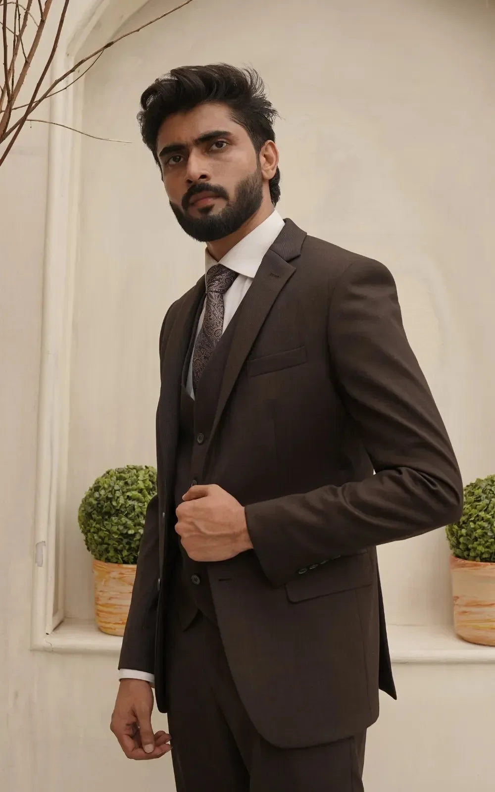Dark Brown Three Piece Suit