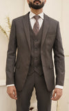 Men Slim Fit Three Piece Suit in Dark Grey