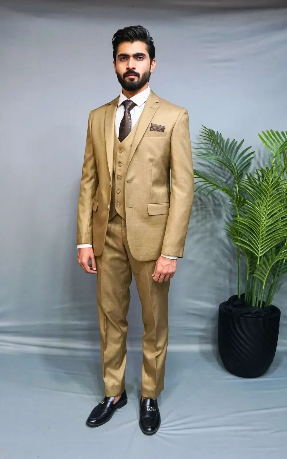 Warm Gold Three Piece Suit
