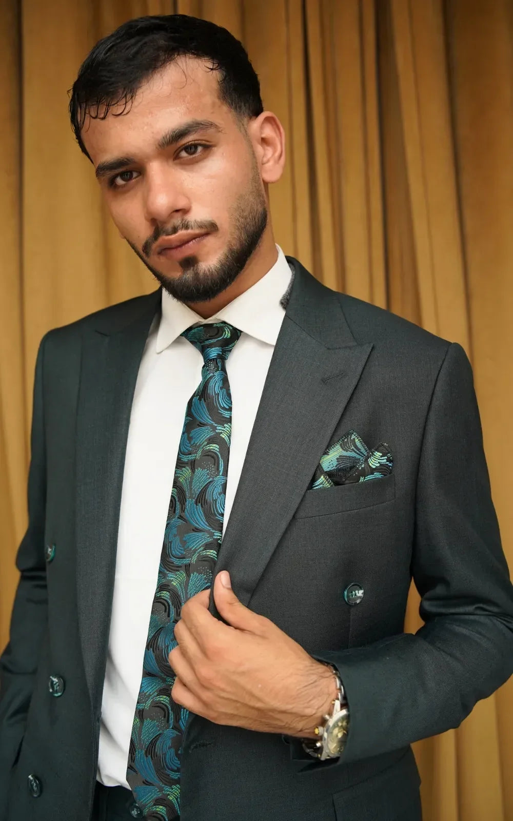 Midnight Green Double Breasted Suit