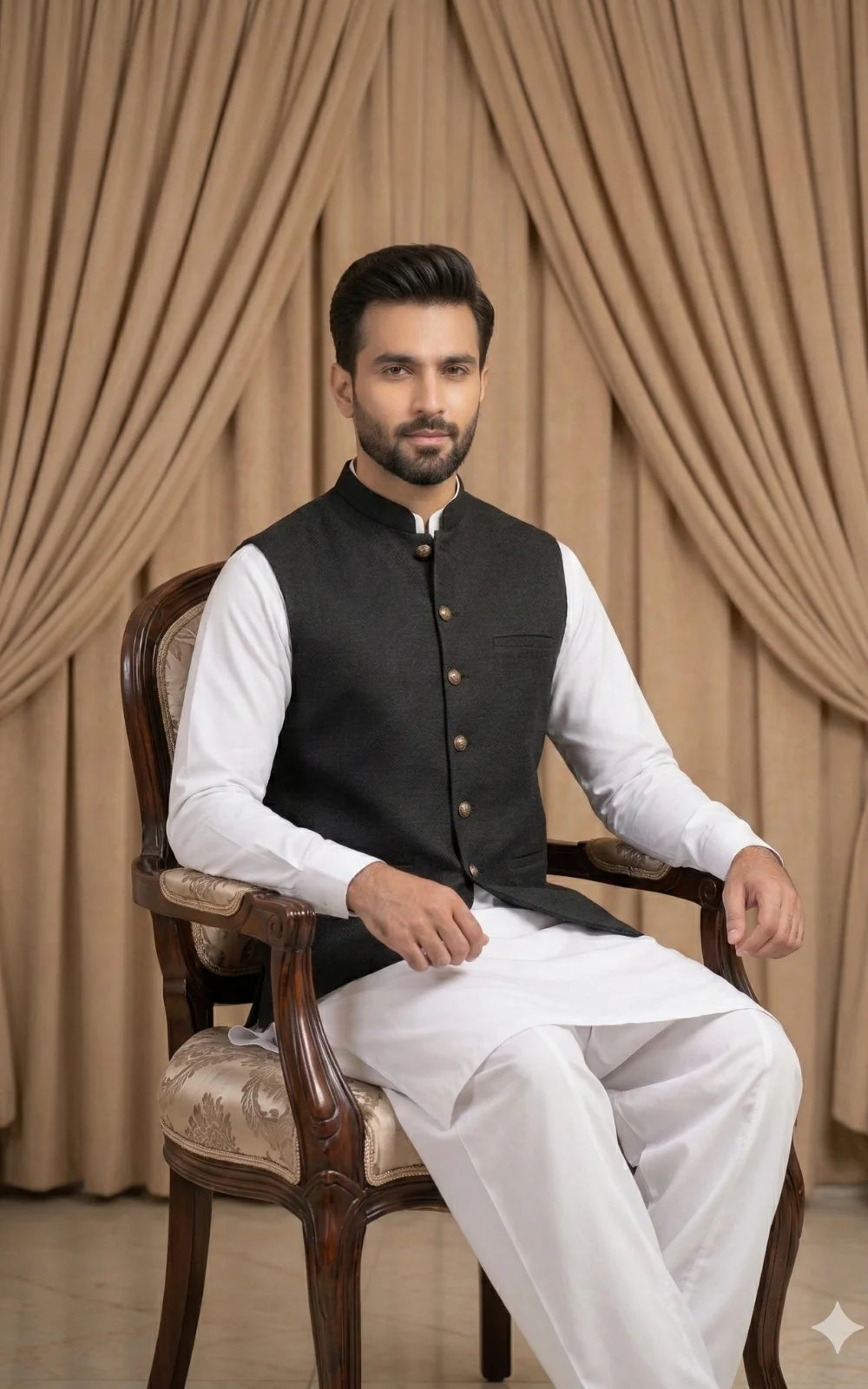 Charcoal Black Waistcoat