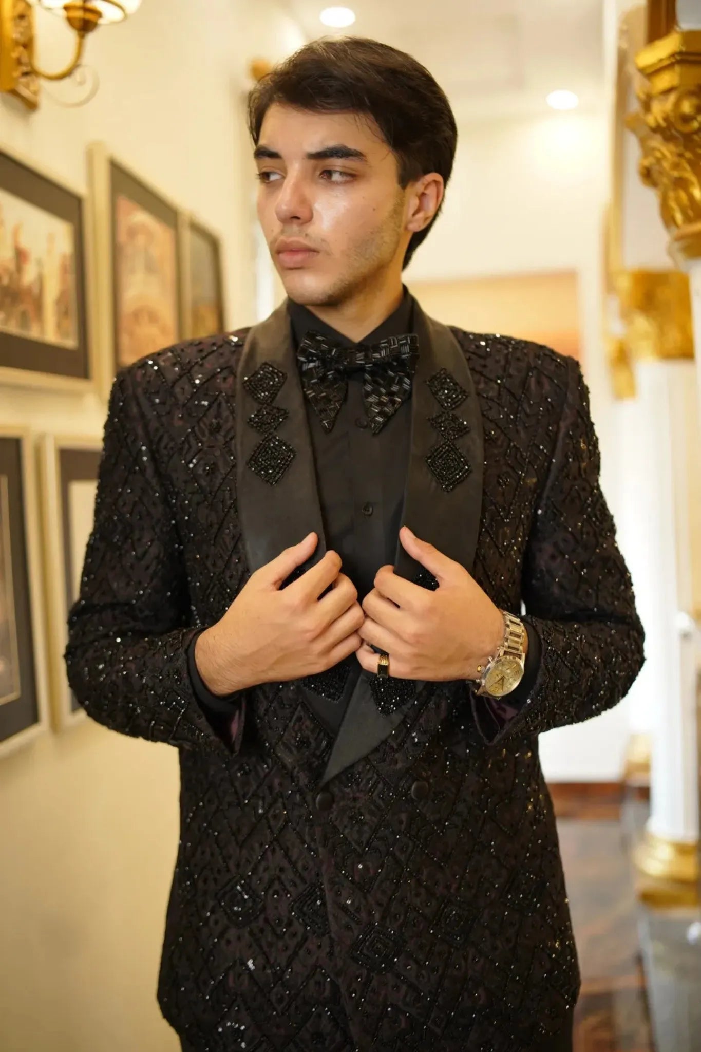 Imperial Noir Hand-Embellished Tuxedo Suit