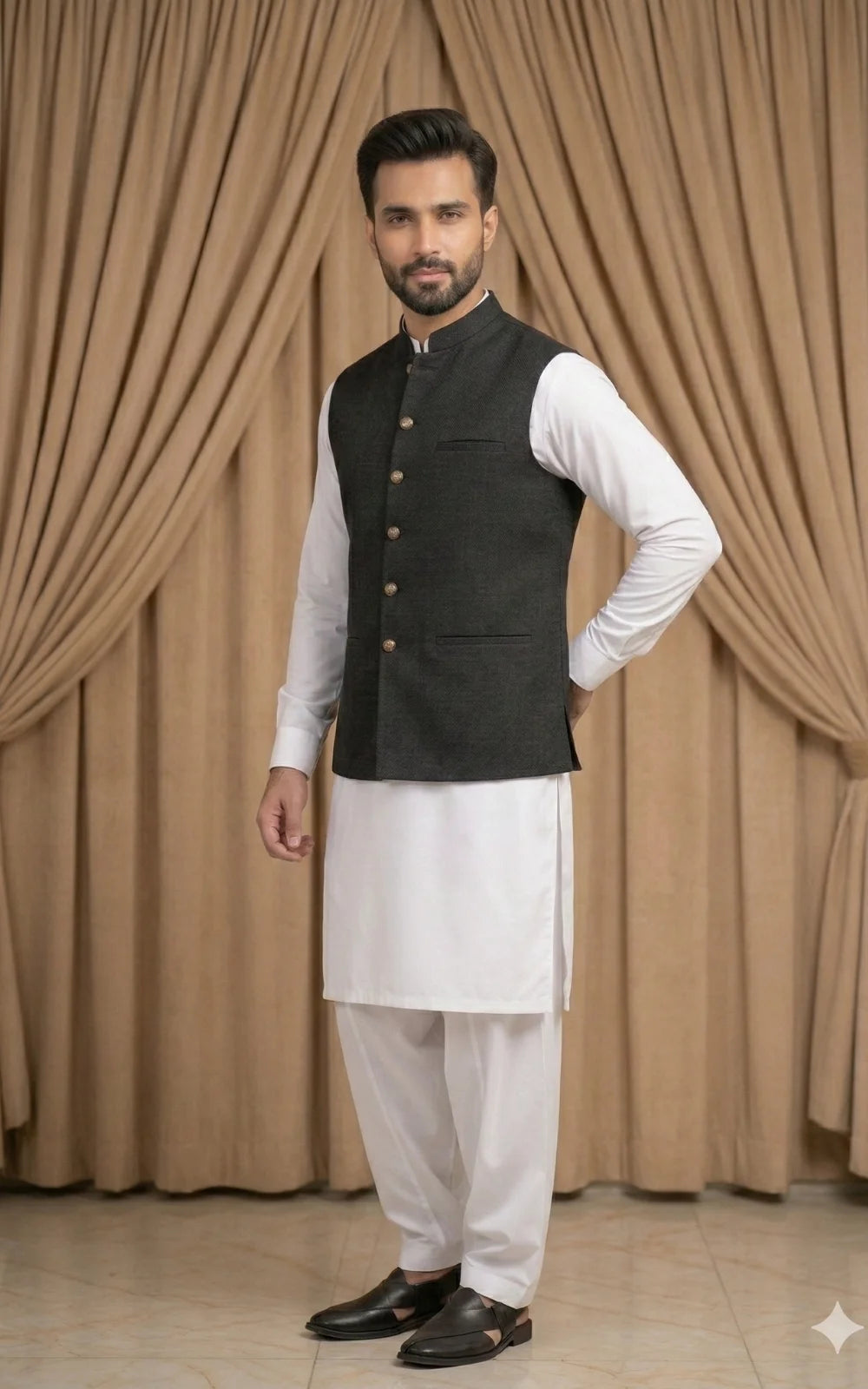 Charcoal Black Waistcoat