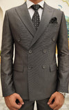 Textured Grey Double Breasted Suit