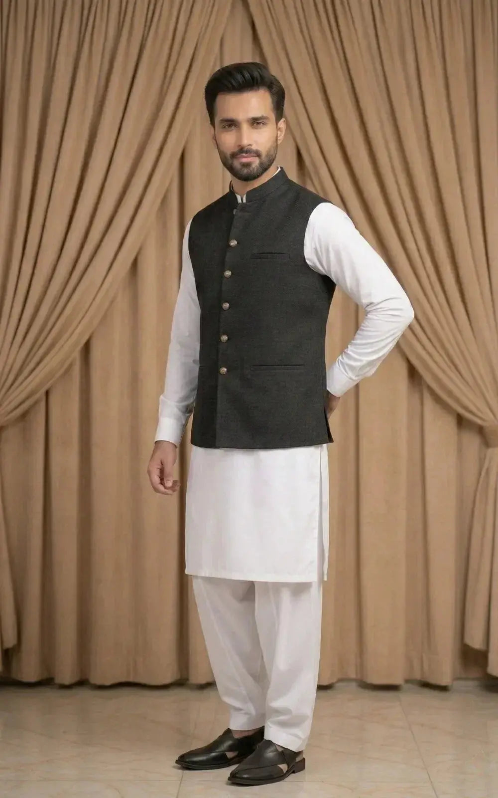 Charcoal Black Waistcoat Last Option