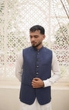 Blue Tropical Suiting Waistcoat for Men