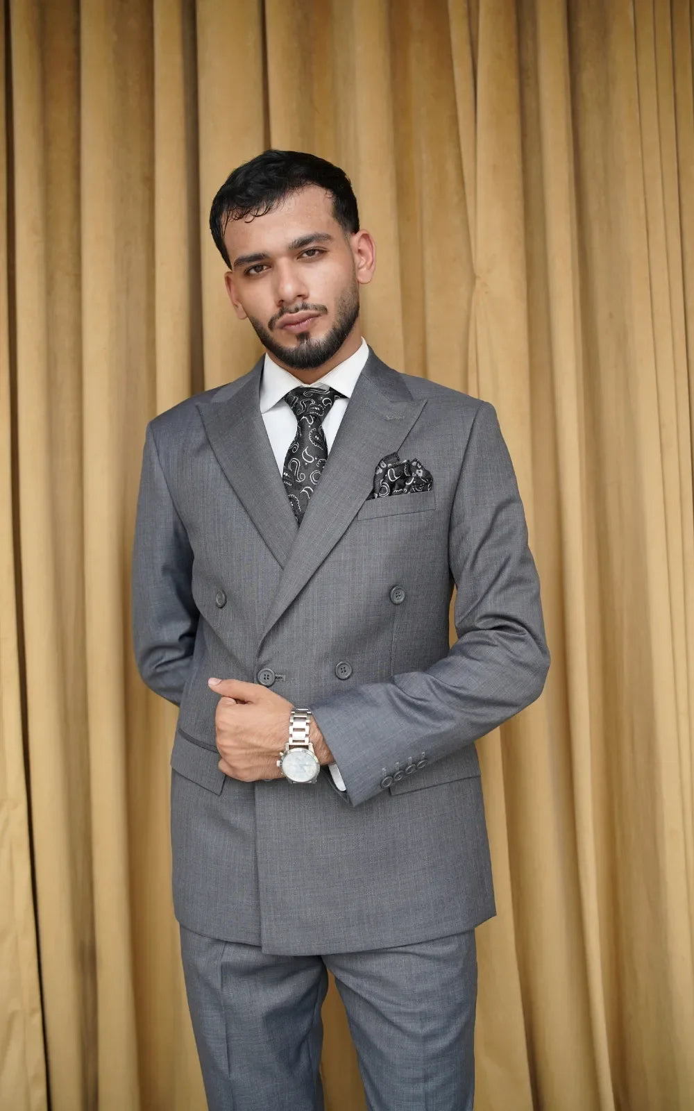 Grey Double Breasted Suit