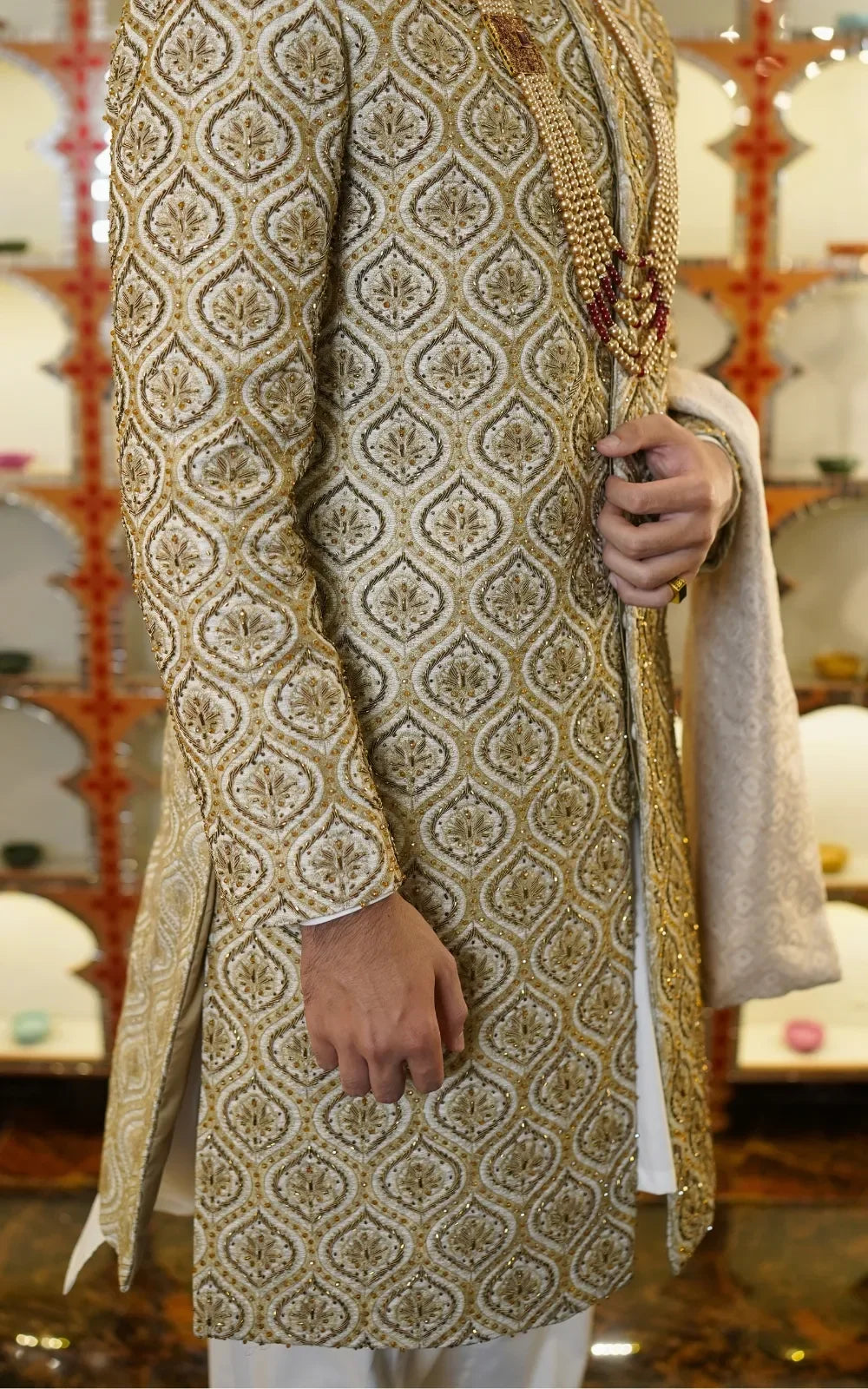 Royal Gold Embroidered Sherwani