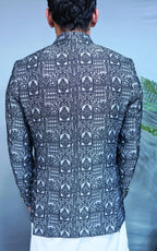 Grey & Black Patterned Prince Coat