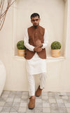 Rust Brown Tropical Suiting Waistcoat for Men