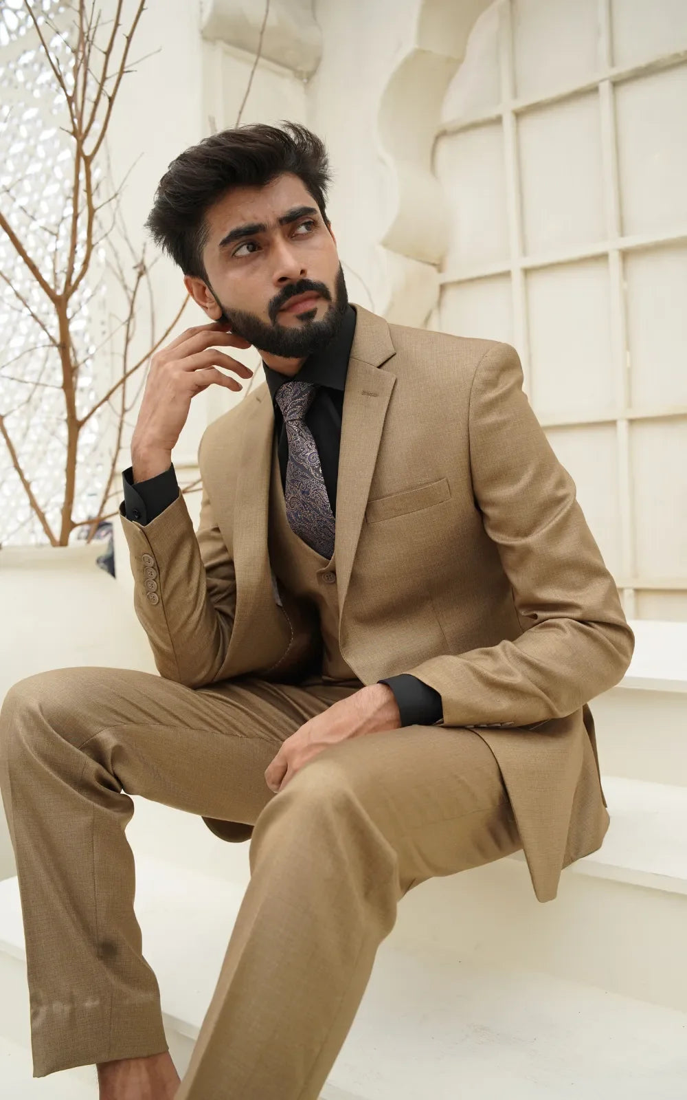 Camel Brown Three Piece Suit