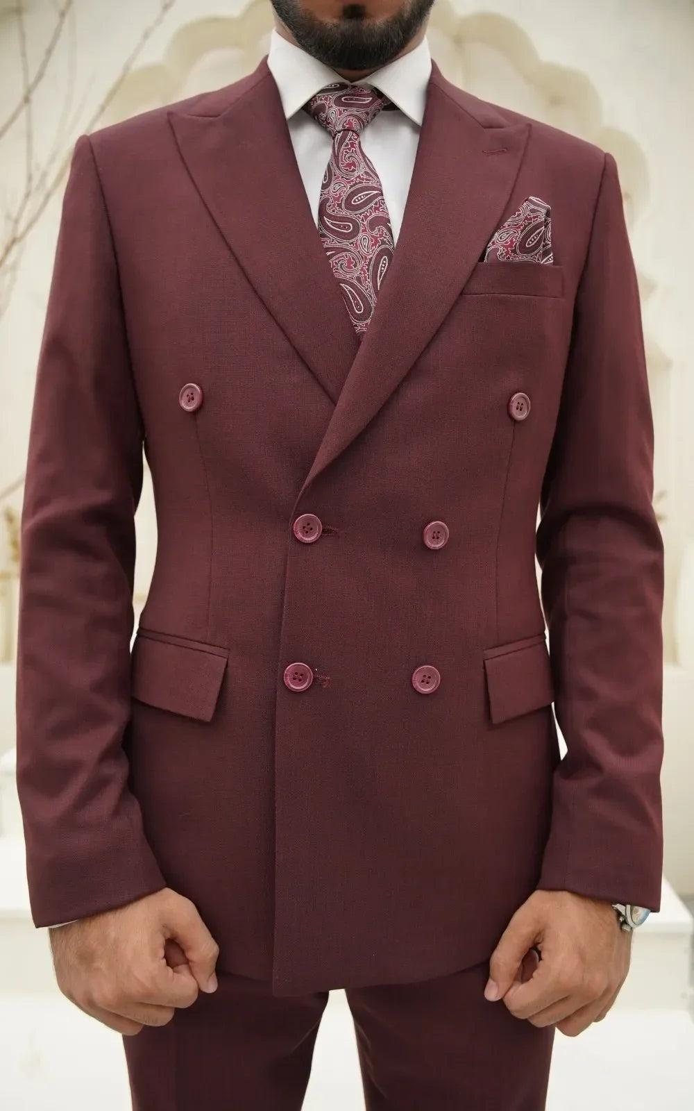 Burgundy Double Breasted Suit