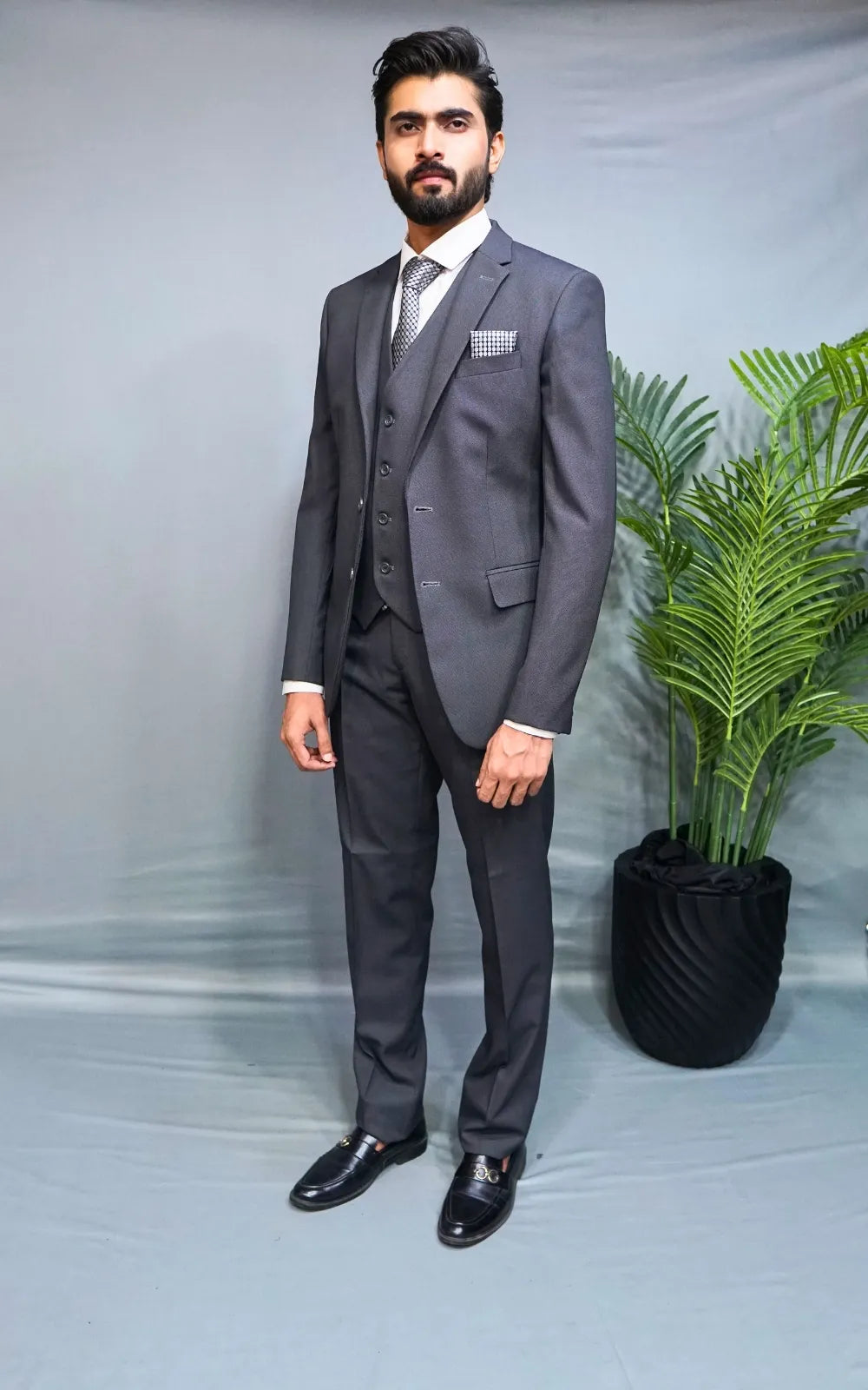 Graphite Sovereign Three-Piece Formal Suit for Men