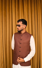 Rust Brown Patterned Waistcoat