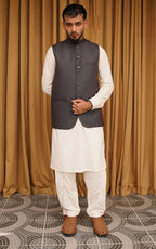 Charcoal Grey Textured Waistcoat